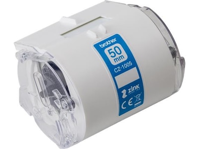 Brother CZ-1005 lamineret etiketrulle - 50 mm, hvid/blå, 5 m