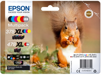 Epson 378XL / 478XL Multipack 6-Pack Ink (Grey Black Yellow Cyan Magenta Red)