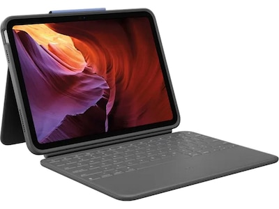Logitech Rugged Folio - Tastatur og folio-kasse - trådløs - Bluetooth - QWERTY - nordisk (dansk/finsk/norsk/svensk) - grå - for Apple 10.9-inch iPad (10. generation)