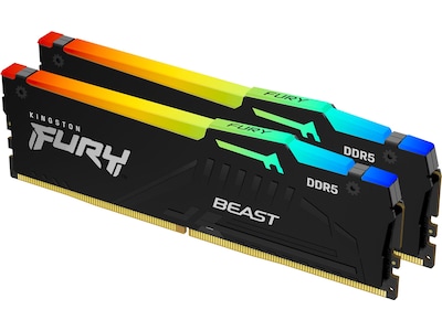 Kingston FURY Beast RGB DDR5-5600 - 64GB - CL36 - Dual Channel (2 pcs) - AMD EXPO & Intel XMP - Sort med RGB
