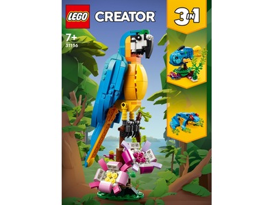 Lego Creator 3-i-1 31136 Eksotisk papegøje med frø og fisk - 253 dele