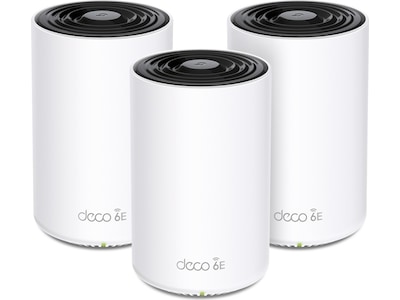 TP-Link Deco XE75 Pro (3-pack), Hvid, Intern, Mesh-system, 670 m², FCC: <30 dBm (2.4 GHz), <30 dBm (5 GHz), <30 dBm (6 GHz), CE: <20 dBm (2.4 GHz), <23 dBm (5 GHz),..., Tri-band (2,4 GHz/5 GHz/6 GHz)