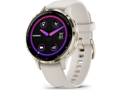 Garmin Venu 3S - 41 mm - elfenben - smart ur med bånd - silikone - håndledsstørrelse: 110-175 mm - display 1.2 - 8 GB - Bluetooth, ANT+, Wi-Fi - 40 g