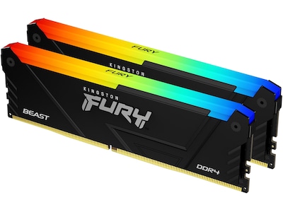 Kingston FURY Beast RGB DDR4-3600 - 16GB - CL17 - Dual Channel (2 pcs) - Intel XMP - Sort med RGB