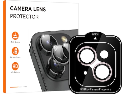 iiglo iPhone 15 / 15 Plus Linsebeskytter lyserød ramme (lyserød)