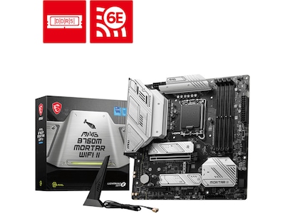 MSI MAG B760M MORTAR WIFI II - Bundkort - micro ATX - LGA1700 sokkel - B760 Chipset - USB 3.2 Gen 1, USB 3.2 Gen 2, USB-C 3.2 Gen2, USB-C 3.2 Gen 2x2 - 2.5 Gigabit LAN, Wi-Fi 6E, Bluetooth - onboard grafik (CPU påkrævet) - HD Audio (8-kanaler)