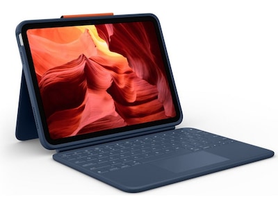 Logitech Rugged Combo 4 Touch - Tastatur og folio-kasse - med trackpad - Apple Smart connector - QWERTY - Pan Nordic - marineblå - for Apple 10.9-inch iPad (10. generation)  iPad A16 Wi-Fi, A16 Wi-Fi + Cellular