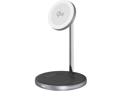 Andersson 2-i-1 Qi2 20W trådløs ladestation (sølv)