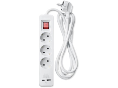 Andersson Strømfordeler 3x stik og 2x USB 1,5m (hvid)