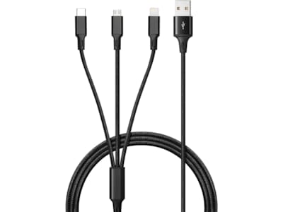 Andersson Micro-USB/USB-C/Lightning til USB-A kabel 1m (sort)