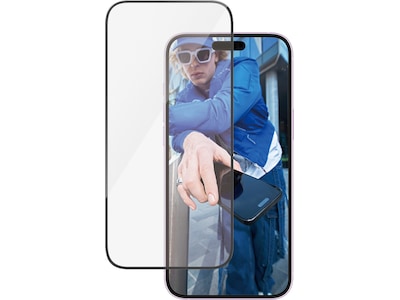 PanzerGlass - Skærmbeskytter for mobiltelefon - ultrabred pasform - glas - rammefarve sort - for Apple iPhone 15 Plus, 16 Plus