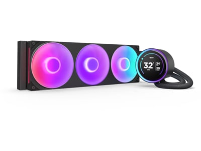 NZXT Kraken Elite 360 RGB - Processors flydende kølesystem - med LCD-display - Radiatorstørrelse: 360 mm - (for: LGA1851, LGA1700, LGA1200, LGA115x Socket, AM4, AM5) - kobber - 120 mm - mat sort