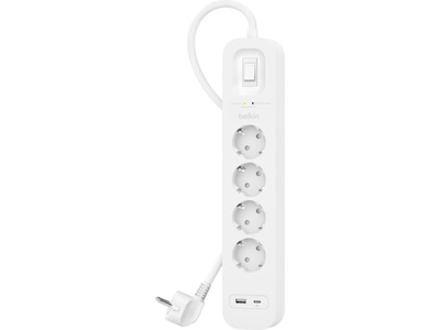 Belkin Strømfordeler 4x stik og 2x USB 2m (hvid)