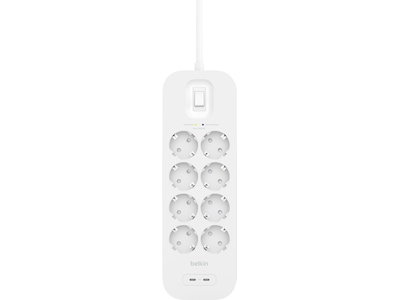 Belkin Connect - Overspændingsbeskytter - med 2 USB-C-porte - udgangsstik: 8 - 2 m ledning