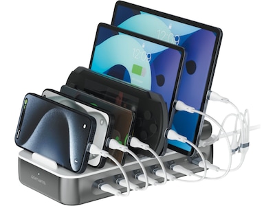 4smarts Charging station Team 100W 1x USB-A port 5x USB-C ports includes 6 cables space grey