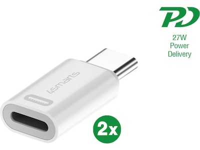 4smarts - Videooptagelsesadapter - Lightning, USB-C - hvid (pakke med 2)