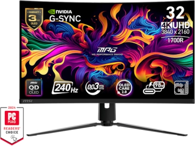 MSI MPG 321CURX QD-OLED 31.5" 3840 x 2160 (4K) DisplayPort HDMI 240 Hz