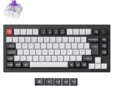 Keychron Q1 HE - Tastatur - QMK-tilpasset, fuldt samlet knap - 75% - backlit - trådløs - 2.4 GHz, USB, Bluetooth 5.1, USB-C - QWERTY - Nordisk - tastkontakt: Gateron Double-Rail Nebula (hot-swappable) - carbon-sort