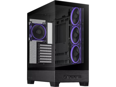 ASUS A23 PLUS - Mid tower - ATX - sidepanel med vindue (hærdet glas) - ingen strømforsyning (ATX) - sort - USB/Lyd