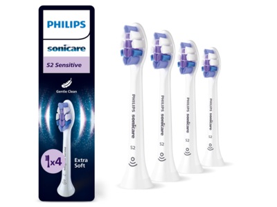 Philips Sonicare S2 Sensitive tandbørstehoveder (4 pack, hvid)