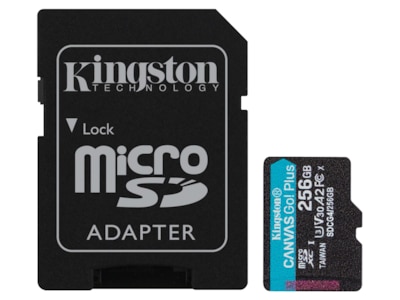 Hukommelseskort microSDXC 256 GB - Kingston Canvas Go Plus Gen4 200 MB/s A2 U3 V30 inkl. adapter