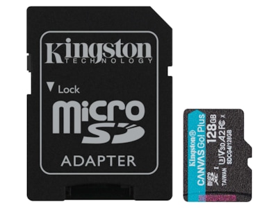Kingston Canvas Go! Plus - Flashhukommelseskort (microSDXC til SD adapter inkluderet) - 128 GB - A2 / Video Class V30 / UHS-I U3 / Class10 - microSDXC UHS-I