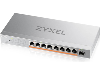 Zyxel XMG-100 Series XMG-108HP - Switch - ikke-administreret - ikke administreret - 8 x 100/1000/2.5G (PoE++) + 1 x Gigabit SFP / 10 Gigabit SFP+ - desktop, væg-monterbar - PoE++ (100 W)