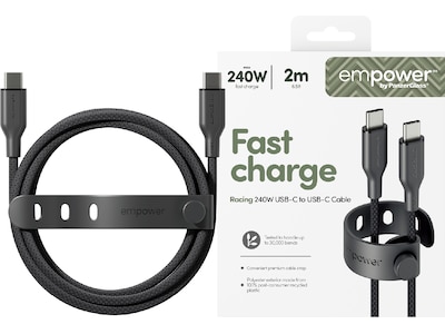 empower by PanzerGlass Racing 240W USB-C to USB-C Cable | USB 2.0 | 2M | Space Black