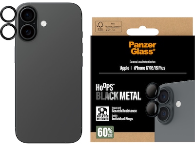 PanzerGlass iPhone 17 / 16 / 16 Plus Hoops Linsebeskytter (sort)