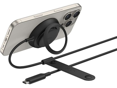 Belkin UltraCharge magnetisk ladeplade 25W Qi2 med stativ (sort)
