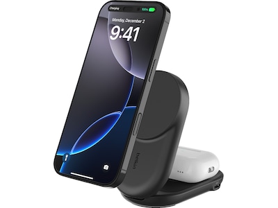 Belkin UltraCharge 2-i-1 Qi2 trådløs oplader (sort)