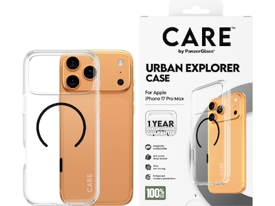 PanzerGlass CARE iPhone 17 Pro Max Urban Explorer cover (gennemsigtig/sort)