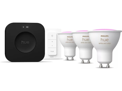 Philips Hue WCA startpakke (3x GU10 + lysdæmper + Bridge Pro)
