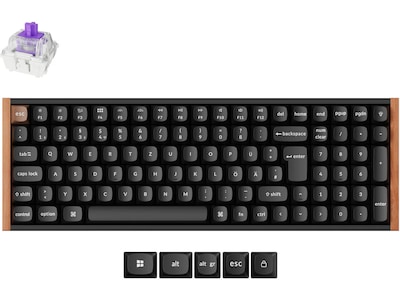Keychron K4 HE SE (Wood) - Wireless Tri-Mode Hot Swap QMK Gateron 2.0 Purple Magnetic (Hall Effect) - Gaming Tastatur - Nordisk - Sort
