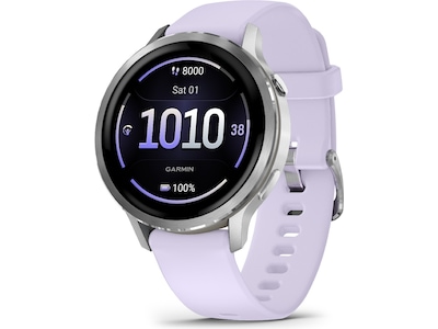 Garmin Venu 4 - 41 mm - sølv - smart ur med bånd - silikone - periwinkle - håndledsstørrelse: 110-175 mm - display 1.2 - 8 GB - Bluetooth, ANT+, Wi-Fi - 33 g