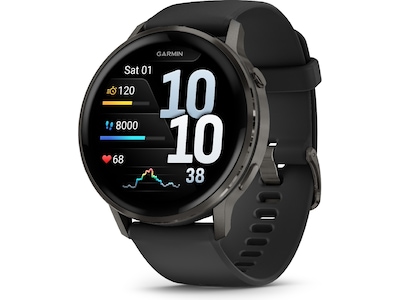 Garmin Venu 4 - 45 mm - skifer - smart ur med bånd - silikone - sort - håndledsstørrelse: 135-200 mm - display 1.4 - 8 GB - Bluetooth, ANT+, Wi-Fi - 38 g