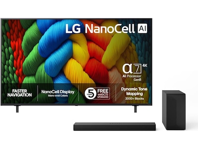 LG 75" NANO80 AI 4K NanoCell Smart TV (2025) + Soundbar
