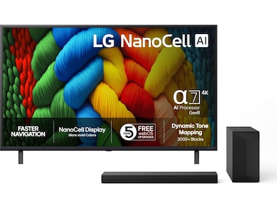 LG 43" NANO80 AI 4K NanoCell Smart TV (2025) + Soundbar