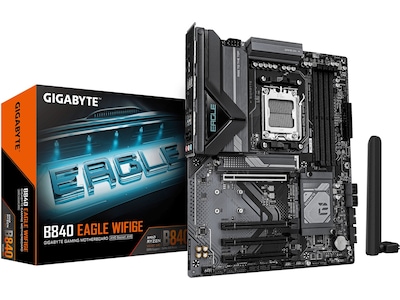 Gigabyte B840 Eagle WiFi 6E bundkort – AMD Ryzen 9000, DDR5 op til 8.200 MHz (O.C.), M.2 PCIe 4.0/3.0, 2,5GbE, USB 3.2 Gen 2