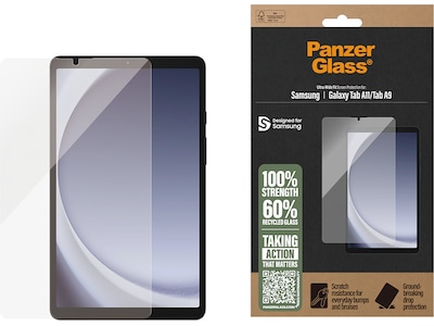 PanzerGlass ® Skærmbeskyttelse Samsung Galaxy Tab A11 | Tab A9 | Ultra-Wide Fit, Samsung, Samsung - Galaxy Tab A9, Samsung - Galaxy Tab A11, Tør påføring, Ridseresistent, Stødresistent, Transparent, 1 stk