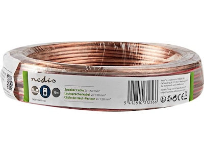 Nedis - Højtaler Kabel | 2 x 1.50 mm² | CCA | 15.0 m | Runde | PVC | Gennemsigtig | Folie - CAGW1500TR150