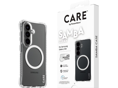 CARE by PanzerGlass Samba Case Transparent w. White Qi Samsung Galaxy S26