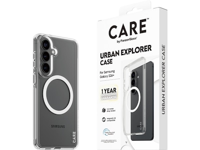 PanzerGlass CARE™ by ® Urban Explorer Case Transparent w. White Qi Samsung Galaxy S26+ Beskyttelsescover Transparent