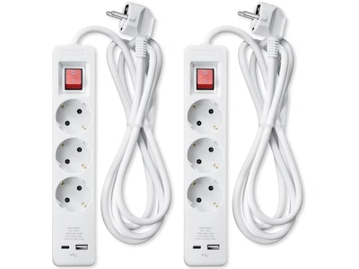 Andersson strømfordeler 3x udtag og 2x USB 1,5m 2pk (hvid)