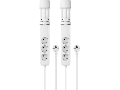 Andersson 6-i-1 stikdåse 3x udtag og USB m/skrivebordsbeslag 2-pak (hvid)