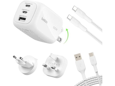 Belkin BoostCharge Pro GaN 100W væglader + rejseadapter