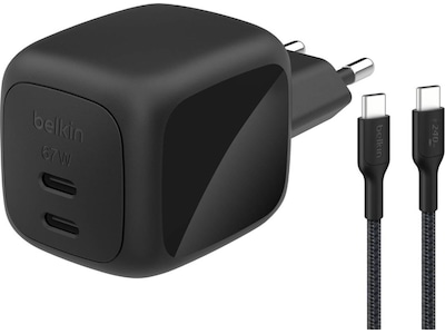 Belkin 67W Dual USB-C PD Gan Vægoplader (sort)