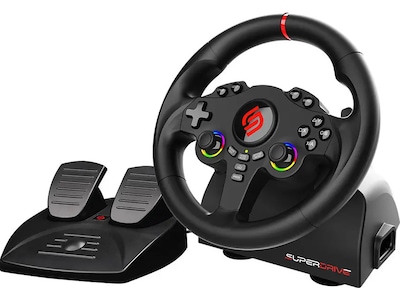 Subsonic Superdrive 220 RS-X, Rat + pedaler + gearskifter, Nintendo Switch, Nintendo Switch 2, PC, PlayStation 4, Xbox One, Xbox Series S, Xbox Series X, D-måtte, Hjemknap, Knappen Menu, Knappen Indstillinger, Knappen Del, View button, Flerfarvet, 180°, Ledningsført