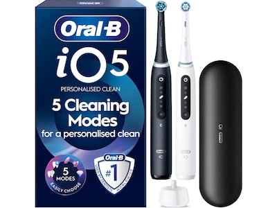 Oral-B iO5 elektrisk tandbørste duo-pakke (sort og hvid)