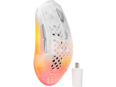 SteelSeries Aerox 3 WL Gen 2 (Ghost) - Gaming Mus - Optisk - 5 knapper - Hvid med RGB-LED lys